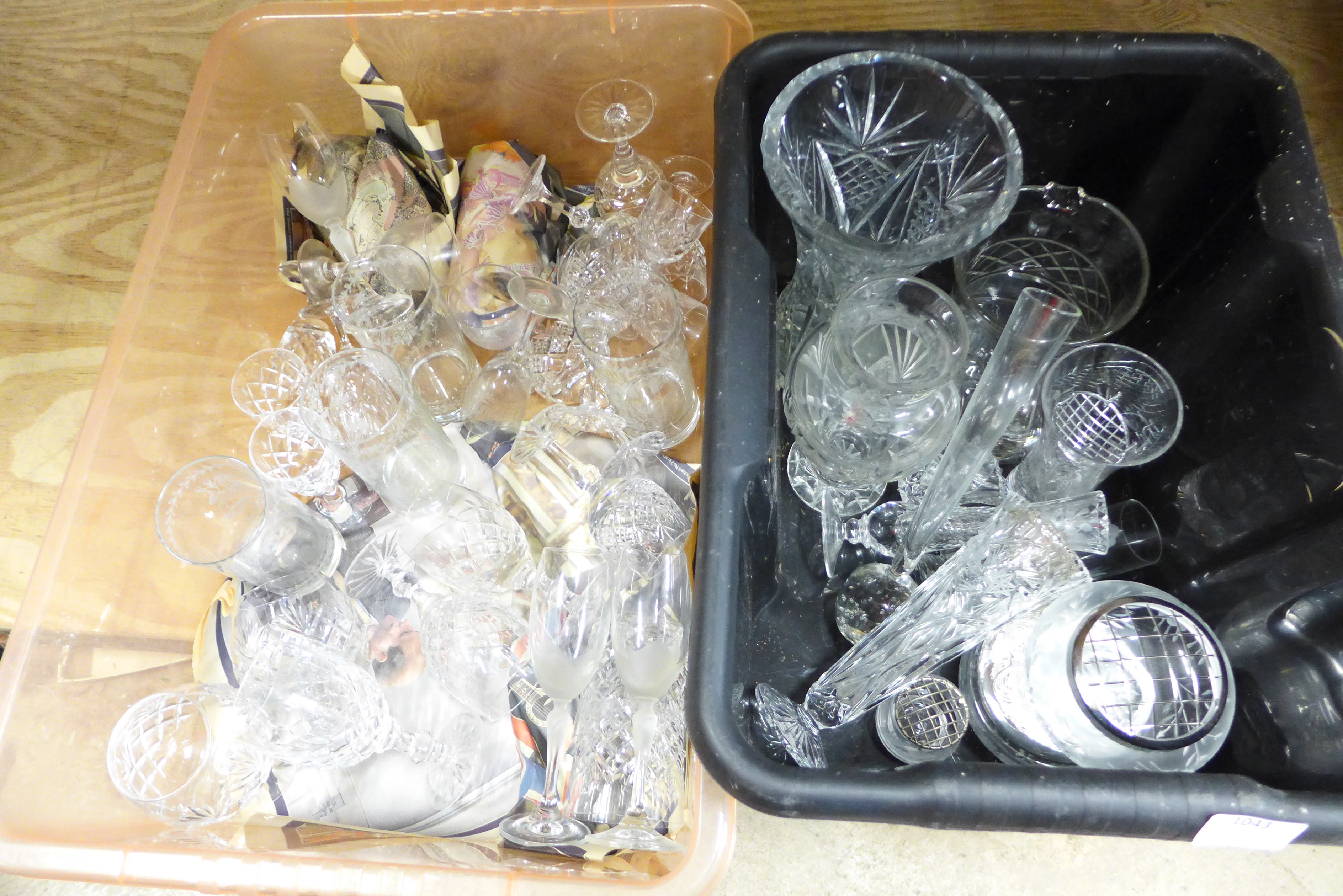 Two boxes of crystal and glass **PLEASE NOTE THIS LOT IS NOT ELIGIBLE FOR POSTING AND PACKING**