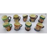 Nine small Royal Doulton character jugs, (2 x Pickwick, 2 x Fat Boy)