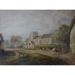 English School (19th Century), A Church Near Cambridge, watercolour, 21 x 29cms, framed