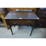 A William III oak single drawer side table, 70cms h, 72cms w, 47cms d