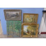 Four assorted oil paintings