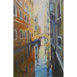 Duncan Harris, Tranquil Canal, Venice, oil on canvas, 60 x 40cms, framed