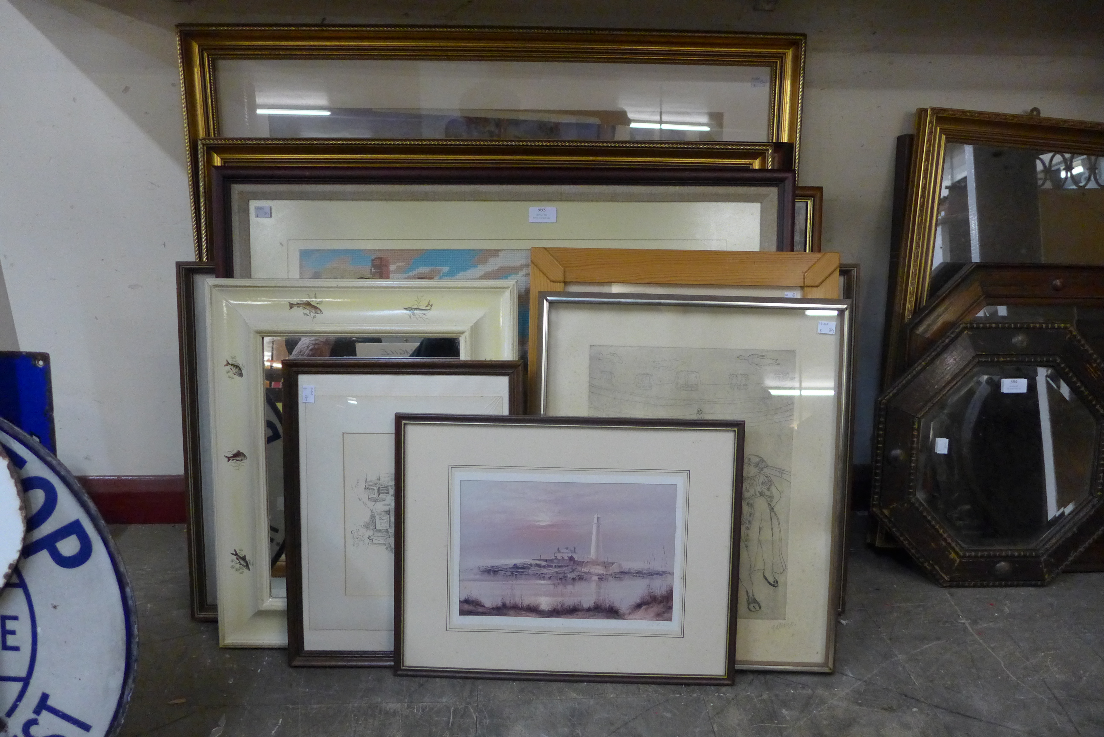 Assorted prints and a mirror (11)