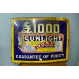 A Sunlight Soap enamelled advertising sign, 69 x 92cms