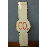 A CO² enamelled sign, 76 x 25cms