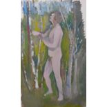 French School, portrait of a male nude, oil on card, 67 x 42cms, unframed