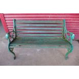 A cast iron garden bench