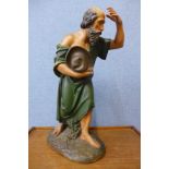 A continental carved wood ecclesiastical figure of a man, 61cms h