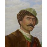 Continental School, portrait of a Tyrolean man, oil on board, 36 x 28cms, framed