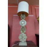 A Bernard Rooke studio pottery Totem table lamp, 83cms h