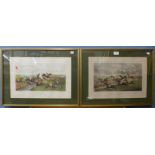 A set of four 19th Century G.C Hunt steeplechase prints, 30 x 44cms, framed