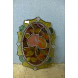 A stained glass hanging panel, a/f