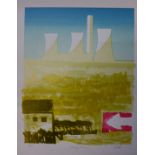 A signed Pamela Guille limited edition print, Cooling Towers, no.3/20, 60 x 42cms, unframed