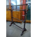 A Victorian mahogany barleytwist towel rail