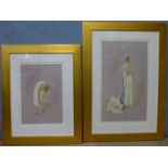 Four signed Kay Boyce limited edition prints, portraits of ladies, various sizes, framed