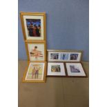 Six small Jack Vettriano prints