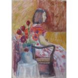 Michael Haswell, portrait of a seated lady, pastel on card, 76 x 55cms, unframed
