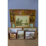 Eight assorted oil paintings