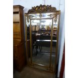 A large gilt French style gilt framed mirror, 185 x 92cms (M32138)