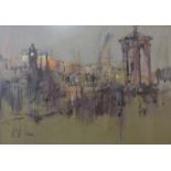 J.F. Palmer, Auld Reekie, Edinburgh, mixed media, 30 x 42cms, framed