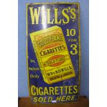 A Will's Gold Flake Cigarette enamelled advertising sign, 92 x 46cms
