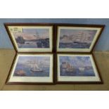 A set of four signed John Coatsworth limited edition prints, marine scenes, framed