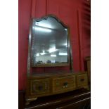 A Sheraton Revival painted mahogany toilet mirror, 73cms h