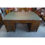 An Edward VII mahogany pedestal library desk, 76cms h, 153cms w, 94cms d