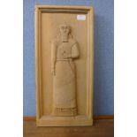 A carved pine panel, Assyrian King Assurnasirpal II, 883-859 BC