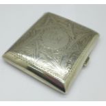A silver cigarette case, with initials, 69g