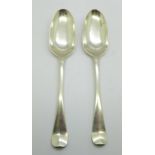 A pair of George II silver spoons, London 1735, Philip Roker II, 144g