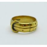 A Victorian silver gilt buckle ring, Birmingham 1882, Alfred George Griffiths, N