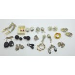 Sixteen pairs of costume earrings