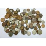 A collection of English coins including pennies, half crowns, sixpences, etc., 1.03kg