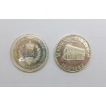 A First National Bank of Barron 1916-1982 commemorative sterling silver one troy ounce coin and a