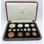 A Royal Mint George VI 1937 Specimen Coins set including Maundy money, cased