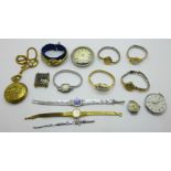 Mechanical wristwatches, pocket watches, pocket watch movement, etc., some a/f