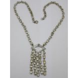 A diamante Art Deco necklace, length of five drops 45mm, overall length 46cm, 18'', (small repair on