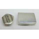 A shaped 925 sterling silver box marked 'made in Israel' and a vesta with match strike