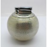 A silver Witchball by Comyns desk/table lighter, hallmarked London 1964