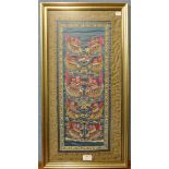 A Chinese silkwork embroidery, 63 x 30cms, framed