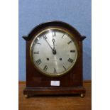 A late 19th Century German oak bracket clock, movement stamped Winterhalter & Hofmeier Sch., 34cm h