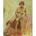 British School (mid 20th Century), portrait of a female nude, oil on board, 51 x 41cms, unframed