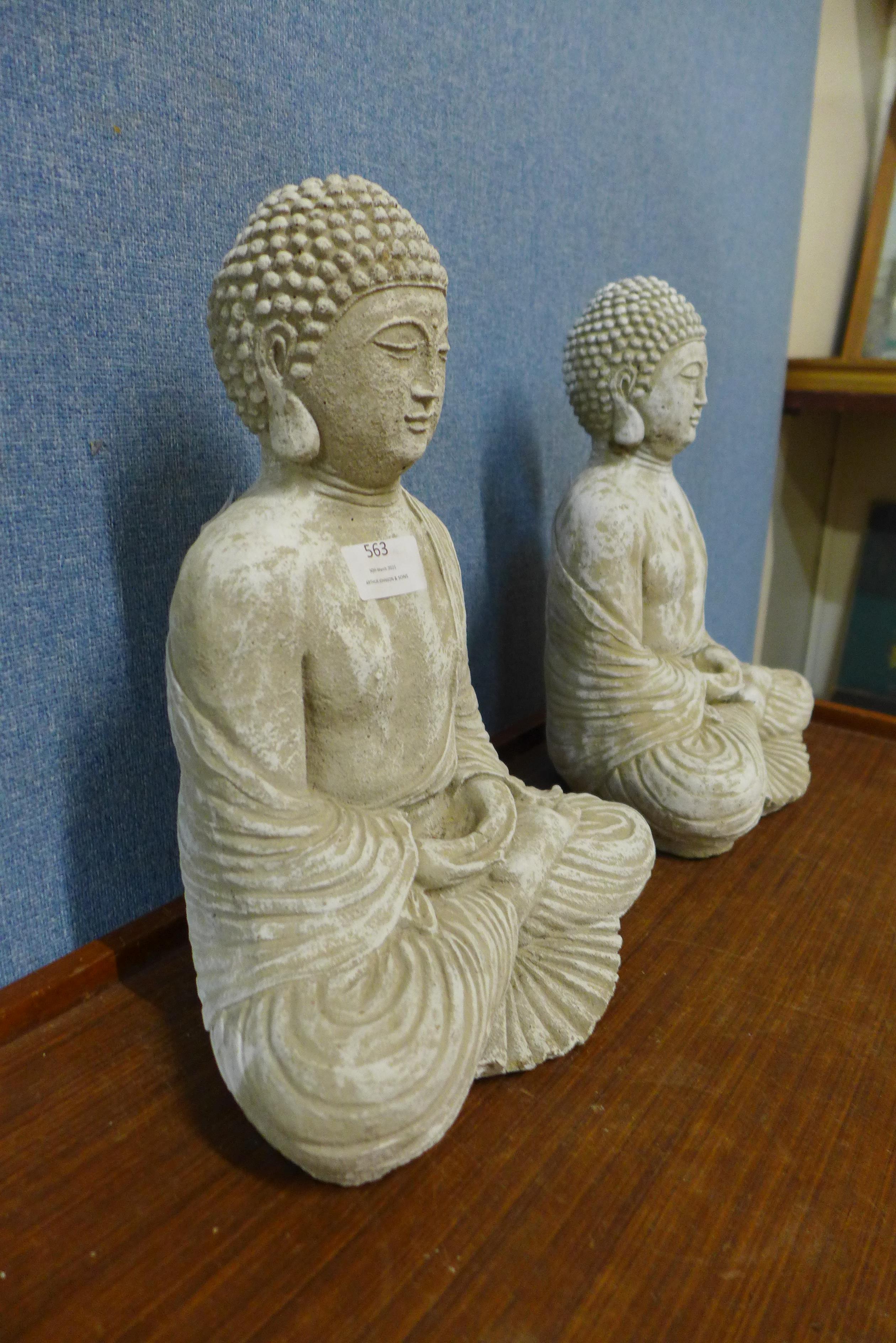 A pair of concrete garden figures of deities - Image 2 of 2