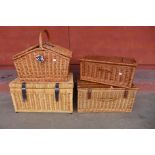 Four wicker baskets