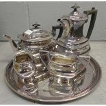 A four piece Walker & Hall silver plated tea service and tray