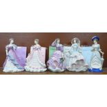 Five Wedgwood Spink Collection limited edition figures, with certificates (one certificate ripped)