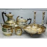 A box of silver plated items including a four piece Alpha tea service **PLEASE NOTE THIS LOT IS
