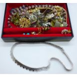 A jewellery box and costume jewellery