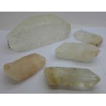 Five crystal samples, largest 19cm